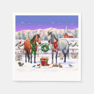Servilleta De Papel Caballos de Navidad en la nieve