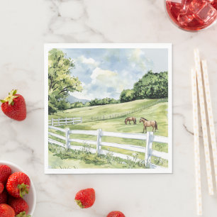 Servilleta De Papel Caballos del Rancho Green Pastures