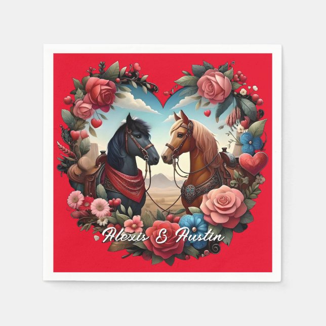 Servilleta De Papel Caballos en el Corazón (Anverso)