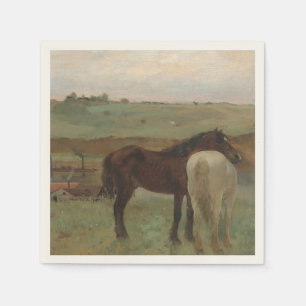 Servilleta De Papel Caballos en una pradera, pintura al óleo, Edgar De