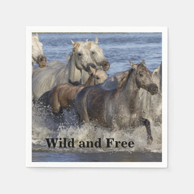 Servilleta De Papel Caballos galopando en el agua (Anverso)