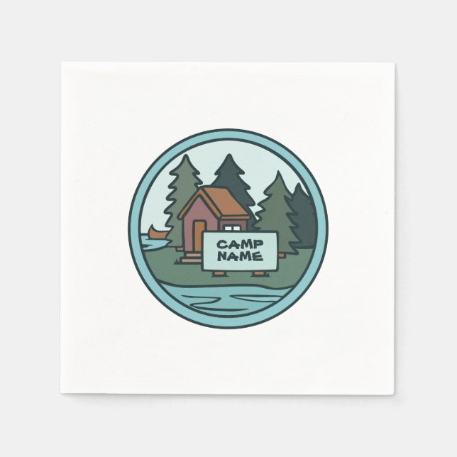 Servilleta De Papel Cabaña de campamento juvenil de verano con signo p (Anverso)