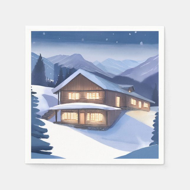 Servilleta De Papel Cabaña de invierno (Anverso)