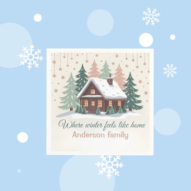 Servilleta De Papel Cabaña de invierno de Navidad personalizada (Subido por el creador)