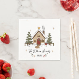 Servilleta De Papel Cabaña de Navidad Acogedora Personalizada