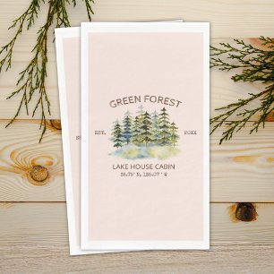 Servilleta De Papel Cabaña Lodge Bosque de Pino Verde Brumoso Vintage