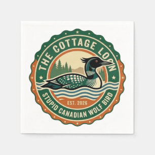 Servilleta De Papel Cabaña Luna Lobo Pájaro Canadiense Estúpido