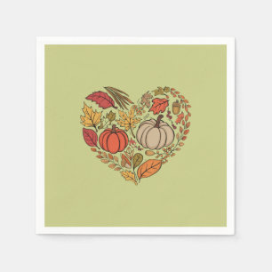 Servilleta De Papel Cabaña Otoñal Corazón Pumpkins Corazón Día de Acci