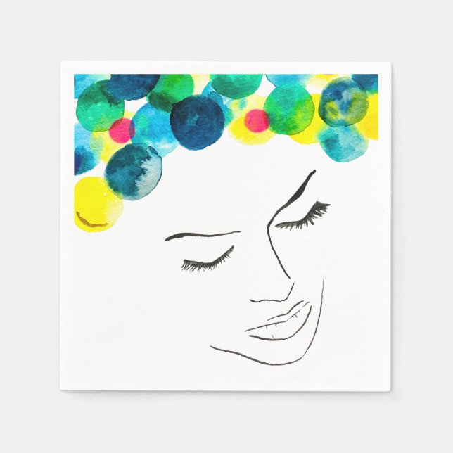Servilleta De Papel Cabello de burbuja psicodélica y divertida (Anverso)