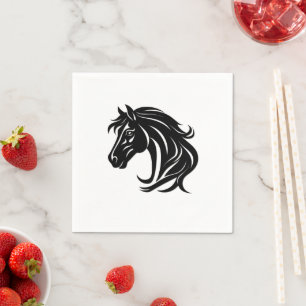 Servilleta De Papel Cabeza de caballo negro magnífico
