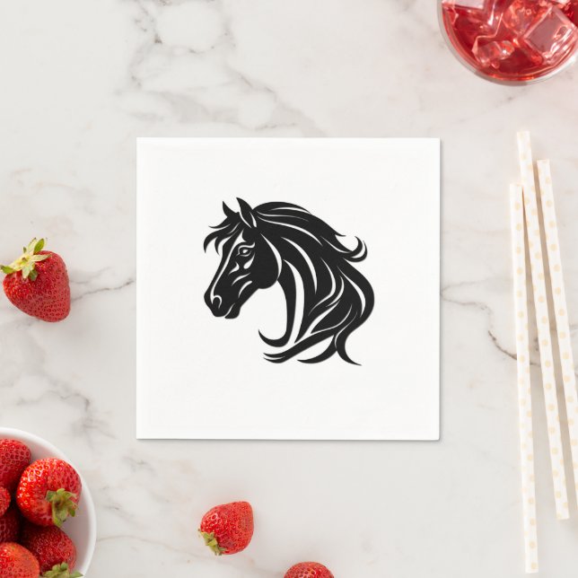 Servilleta De Papel Cabeza de caballo negro magnífico (In situ)