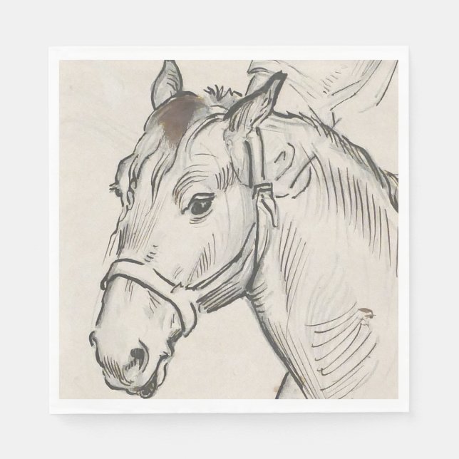 Servilleta De Papel Cabeza de caballo (por Alfred Dehodencq) (Anverso)