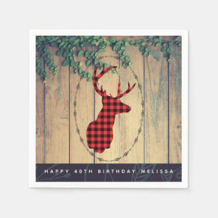 Servilleta De Papel Cabeza de ciervo con Antlers - Cumpleaños Rústico