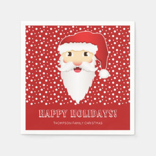 Servilleta De Papel Cabeza de Papá Noel en rojo y nombre personalizado