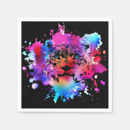 Servilleta De Papel Cabeza de tigre de color agua