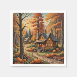Servilleta De Papel Cabina de otoño rodeada de calabazas