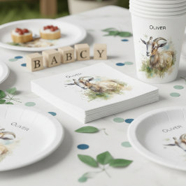 Servilleta De Papel Cabra de granja acuarela, personalizado