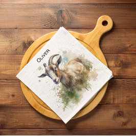 Servilleta De Papel Cabra de granja acuarela, personalizado