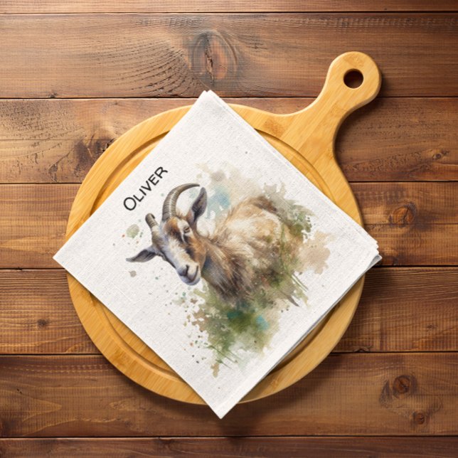 Servilleta De Papel Cabra de granja acuarela, personalizado (Subido por el creador)