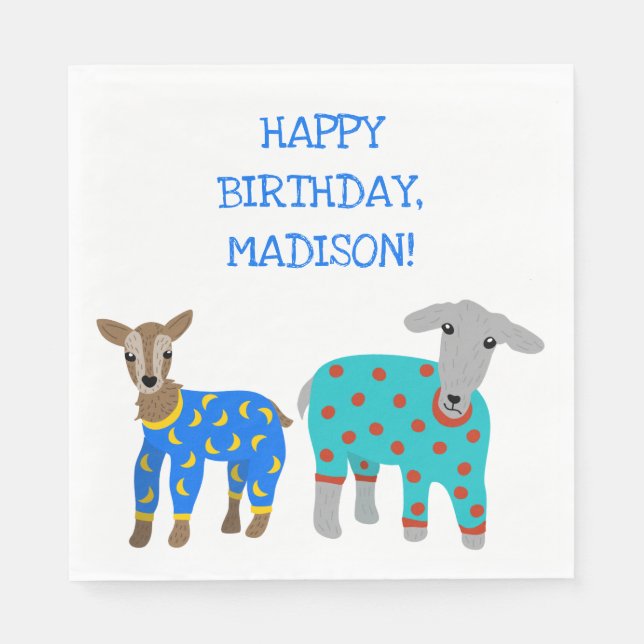 Servilleta De Papel Cabras en pijama niños Fiesta de madera (Anverso)