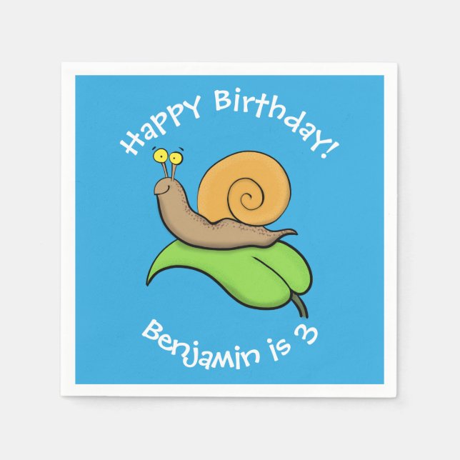 Servilleta De Papel Caca, caracol feliz en un ilustracion personalizad (Anverso)