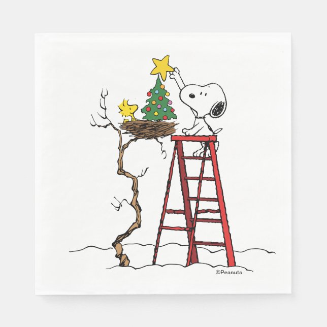 Servilleta De Papel Cacahuetes | Árbol de Navidad Snoopy & Woodstock (Anverso)