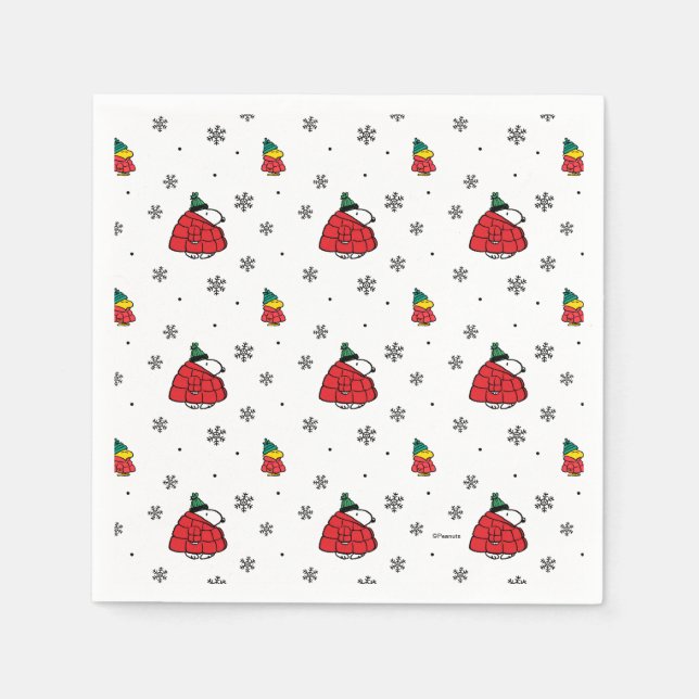 Servilleta De Papel Cacahuetes | Chaqueta Snoopy Red Puffer (Anverso)