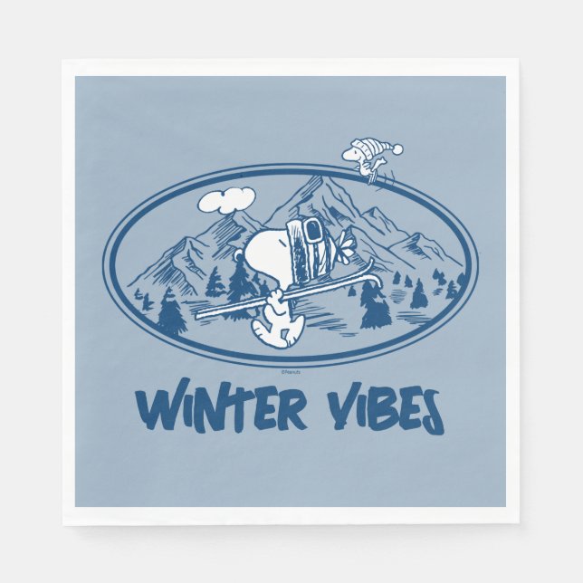 Servilleta De Papel Cacahuetes | Esquí Snoopy & Woodstock (Anverso)