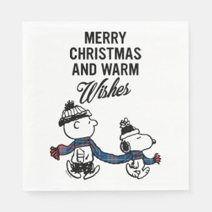 Servilleta De Papel Cacahuetes   Feliz Navidad Snoopy y Charlie Brown