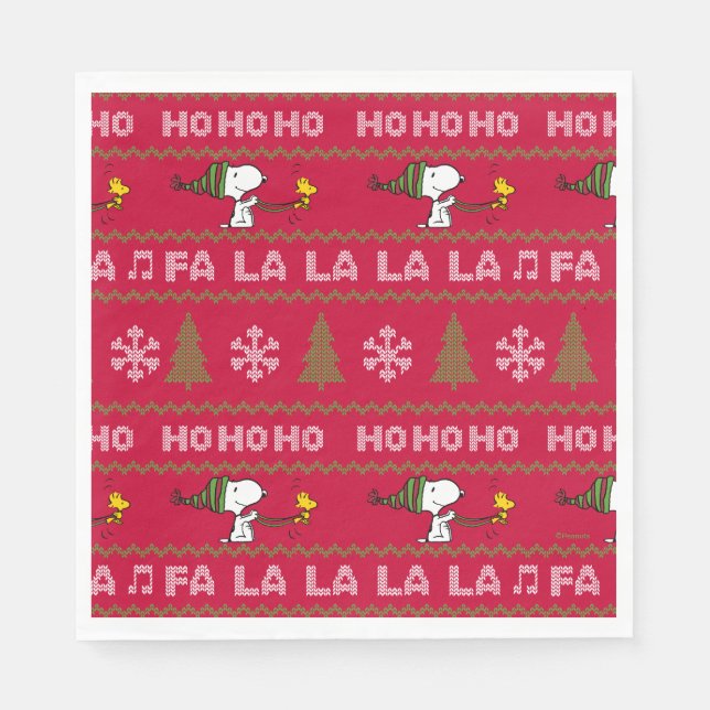 Servilleta De Papel Cacahuetes | Navidades Snoopy y Woodstock Sweater (Anverso)