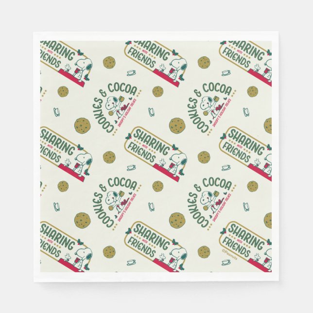 Servilleta De Papel Cacahuetes | Patrón Snoopy & Woodstock Hot Cocoa (Anverso)