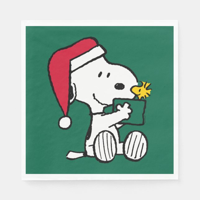 Servilleta De Papel Cacahuetes | Regalo Snoopy Santa & Woodstock (Anverso)
