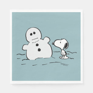Servilleta De Papel Cacahuetes Snoopy Construye Un Hombre De Nieve