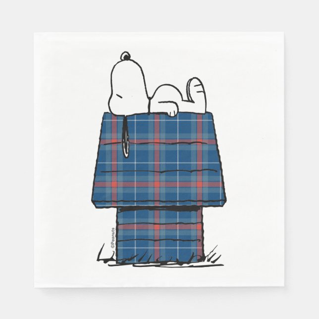 Servilleta De Papel Cacahuetes | Snoopy Plaid Flannel Holiday Dog Hous (Anverso)