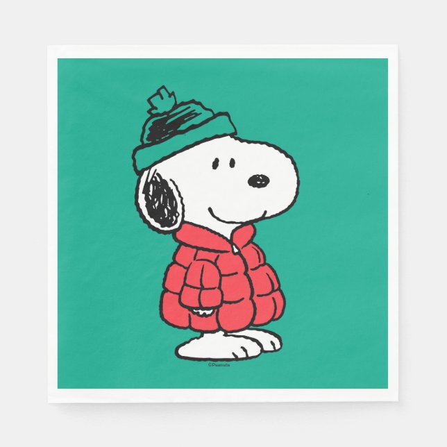 Servilleta De Papel Cacahuetes | Snoopy Winter Coat & Gorra (Anverso)