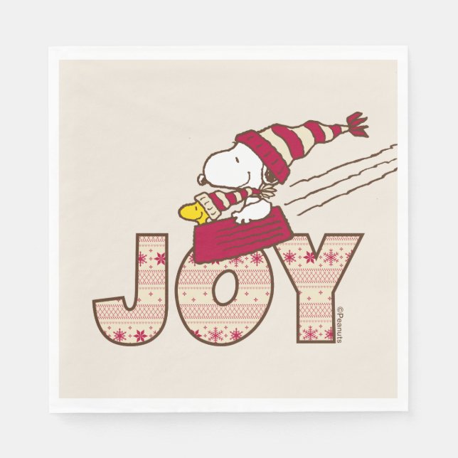 Servilleta De Papel Cacahuetes | Snoopy & Woodstock Joy Sled Ride (Anverso)