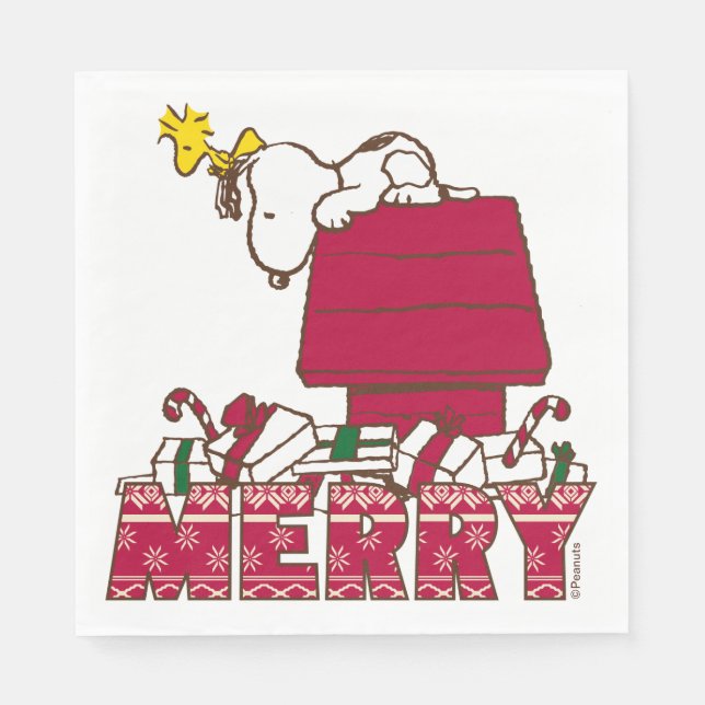 Servilleta De Papel Cacahuetes | Snoopy & Woodstock Merry Ugly Sweater (Anverso)