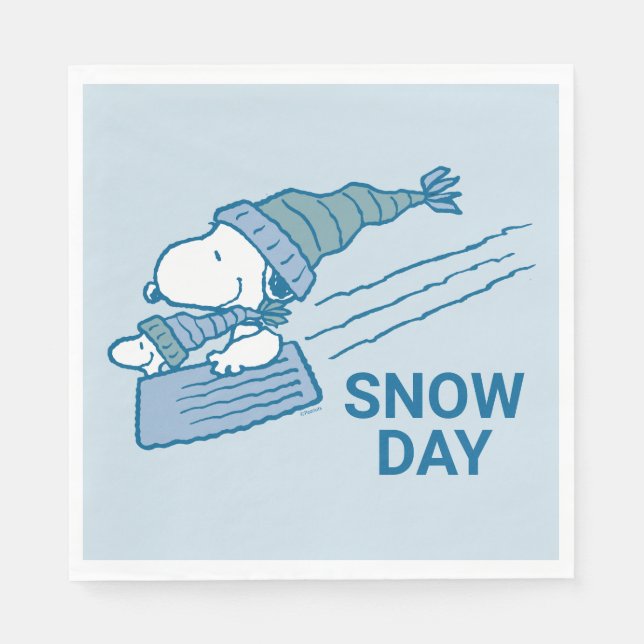 Servilleta De Papel Cacahuetes | Snoopy & Woodstock Sledding (Anverso)