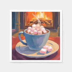 Servilleta De Papel Cacao Caliente Chimenea de Invierno Aquarela