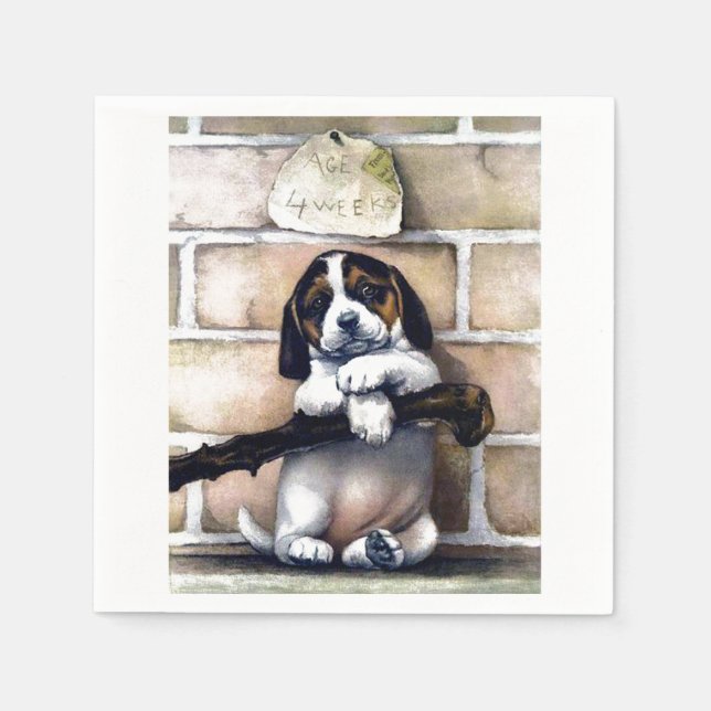 Servilleta De Papel Cachorro a la venta ilustración vintage adorable (Anverso)