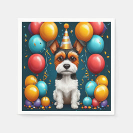 Servilleta De Papel Cachorro Adorable Celebrando Cumpleaños