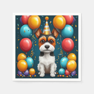 Servilleta De Papel Cachorro Adorable Celebrando Cumpleaños
