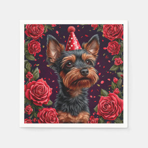 Servilleta De Papel Cachorro Adorable Celebrando Cumpleaños