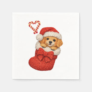 Servilleta De Papel Cachorro Adorable en Calcetín de Navidad