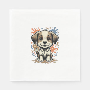 Servilleta De Papel Cachorro Adorable Salpicadura Grabado Diseño Vecto