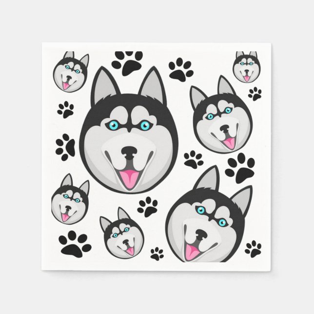 Servilleta De Papel Cachorro ártico Siberian Husky Perro Grande (Anverso)