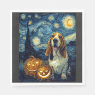 Servilleta De Papel Cachorro Basset Hound Lindo Calabaza de Halloween