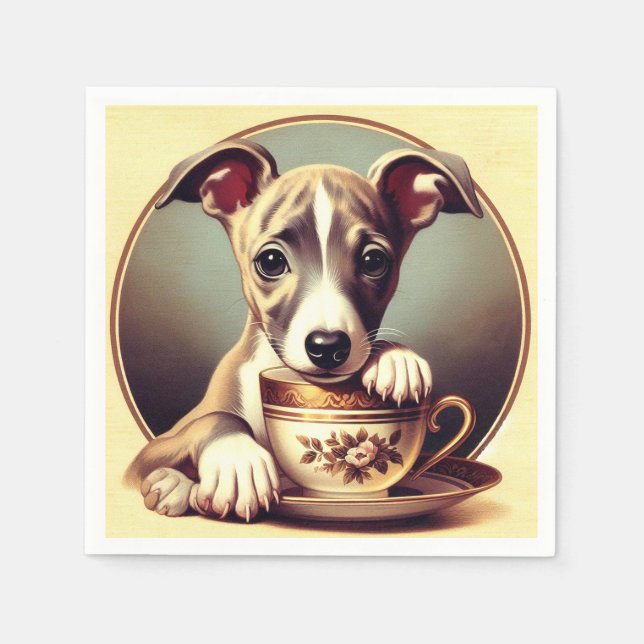 Servilleta De Papel Cachorro de Whippet (Anverso)