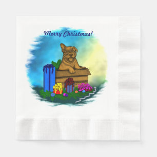 Servilleta De Papel Cachorro en una caja , Feliz Navidad