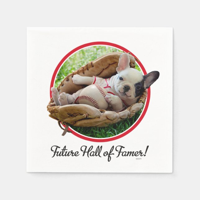 Servilleta De Papel Cachorro en una miga de béisbol (Anverso)